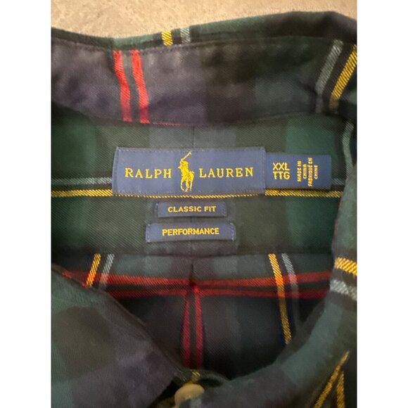 Ralph Lauren Mens XXL Classic Fit Tartan Plaid Button-Down Shirt In Green & Red - Picture 5 of 6